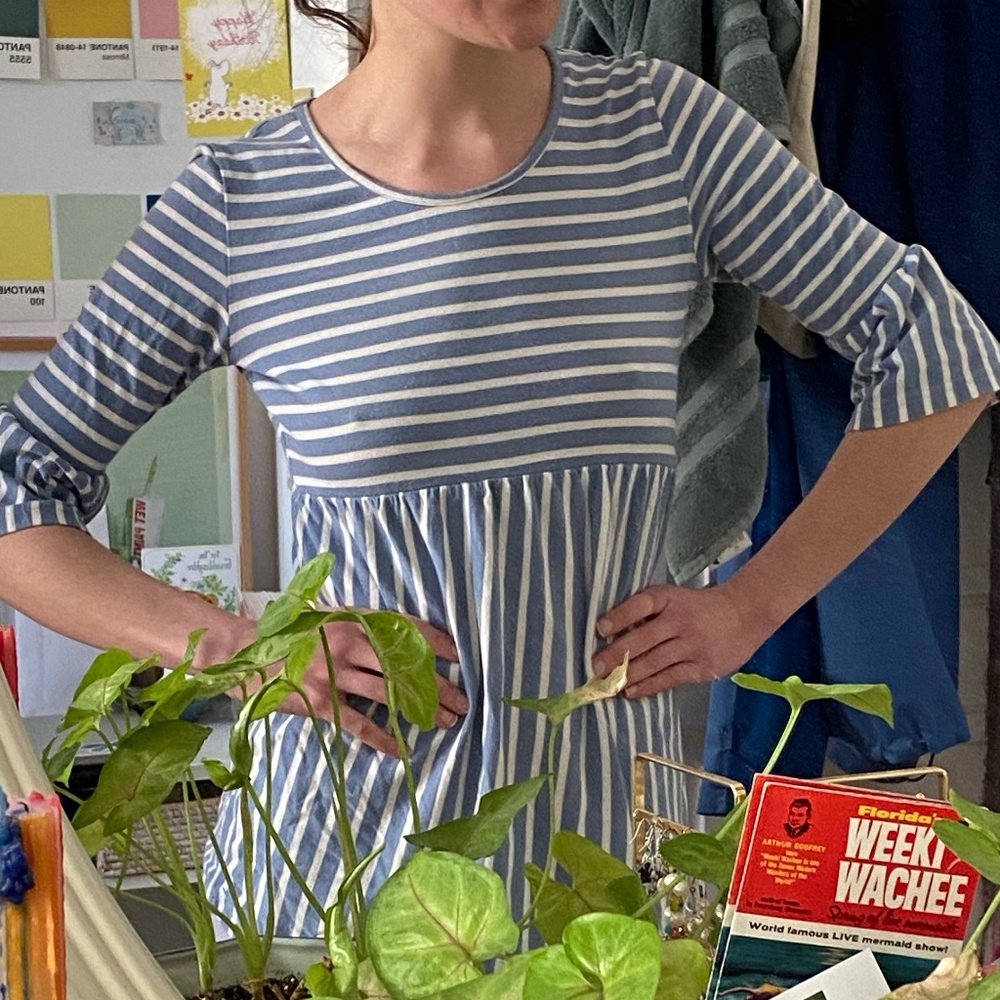 Babydoll Striped Tee with Flared Sleeves